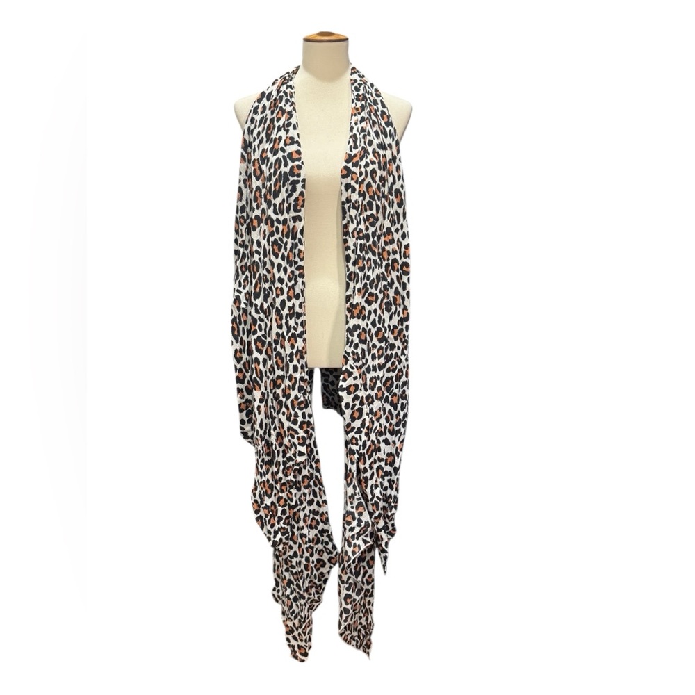 Society Muse Leopard Pattern Sleeveless Kimono One Size #263